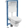 Унитаз с инсталляцией Geberit Delta 458.163.21.R1 цвет Белый с сиденьем Микролифт и клавишей смыва цвет Хром глянцевый