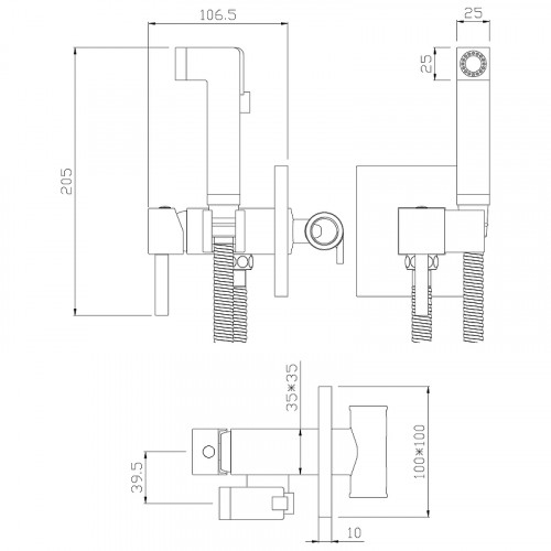 Гигиенический душ со смесителем Rossinka X25-53 Хром