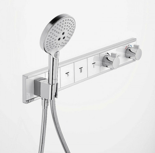 Смеситель для душа Hansgrohe RainSelect 15357400 с термостатом Белый Хром латунь встраиваемый