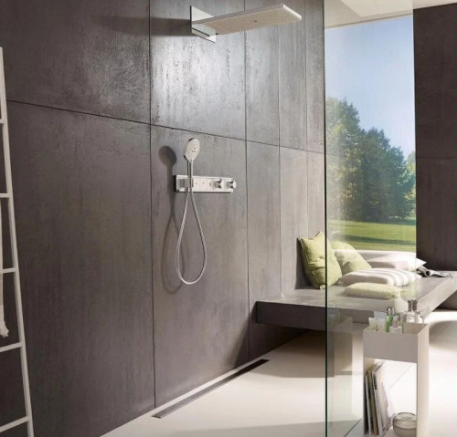 Смеситель для душа Hansgrohe RainSelect 15357400 с термостатом Белый Хром латунь встраиваемый