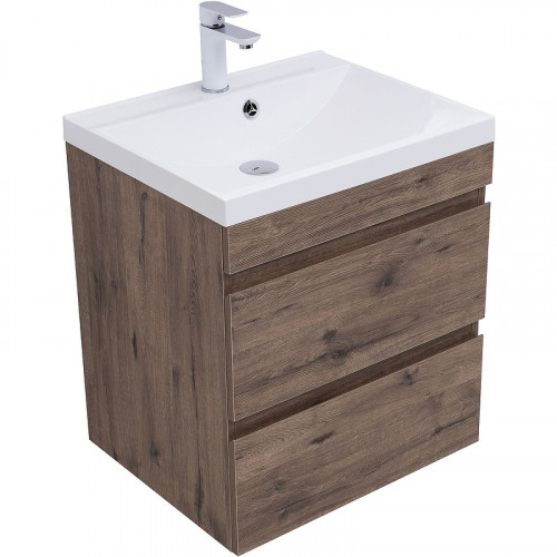 Тумба под раковину Aquanet Нота New 60 334191 подвесная Дуб веллингтон табак МДФ / ЛДСП