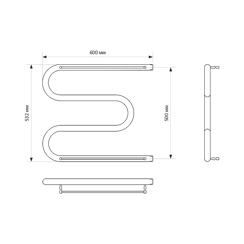 Водяной полотенцесушитель Mixline Simple M 50х60 556301 с полкой цвет Хром