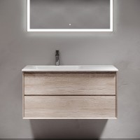 Тумба под раковину Sancos Marmi 2.0 100 L MR2.0100LEG подвесная Дуб галифакс натуральный МДФ / ЛДСП