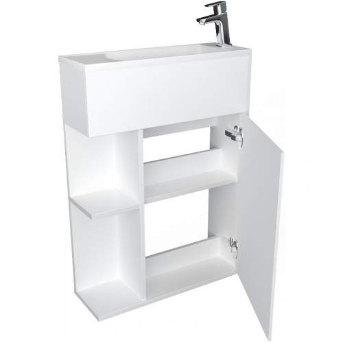 Тумба с раковиной 1MarKa Stretto 60П У94717 подвесная Белый глянец МДФ / ЛДСП