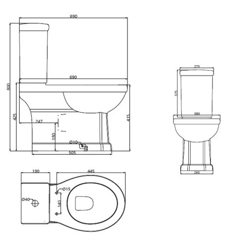 Унитаз-компакт Creo Ceramique Toulon TL1002+TL1003+TL1001-1 цвет Белый с бачком и сиденьем Микролифт