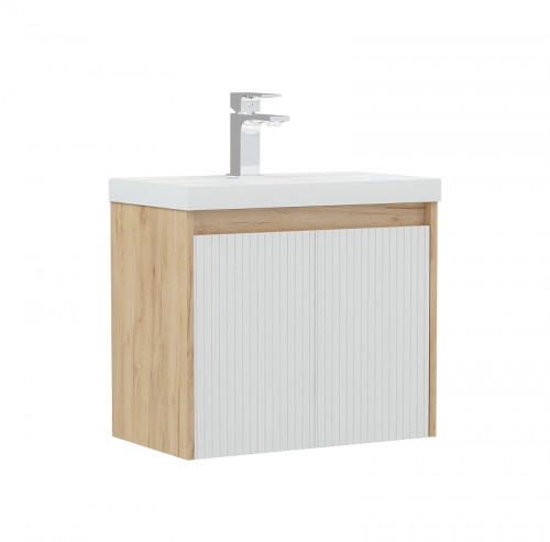Тумба под раковину Corozo Блисс 60 SD-00002026 подвесная цвет Белый Дуб крафт