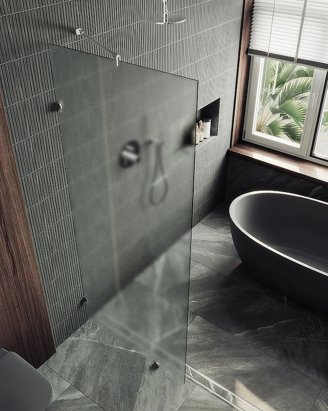 Душевая перегородка Maybah Glass MGD-270-4 990x1950 коннектор стена-стекло Хром глянцевый стекло сатиновое