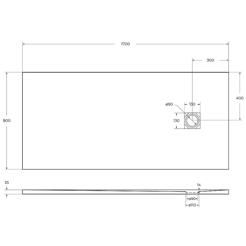 Душевой поддон из искусственного камня BelBagno Uno 170x80 TRAY-MR-UNO-AH-170/80-35-W Белый