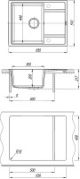 Кухонная мойка Florentina Липси-650 20.125.C0650.102 Черная искусственный камень (литьевой мрамор) встраиваемый