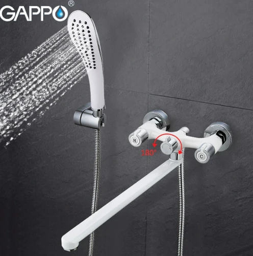 Смеситель для ванны Gappo G49 G2249 универсальный Белый Хром латунь на стену
