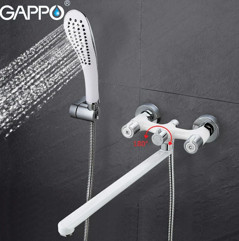 Смеситель для ванны Gappo G49 G2249 универсальный Белый Хром латунь на стену