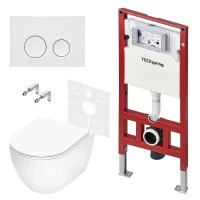 Унитаз с инсталляцией Tece Spring base K401110WCR цвет Белый с сиденьем Микролифт и клавишей смыва цвет Белый глянцевый