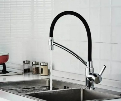 Смеситель для кухни Haiba HB73643-7 Хром Черный латунь