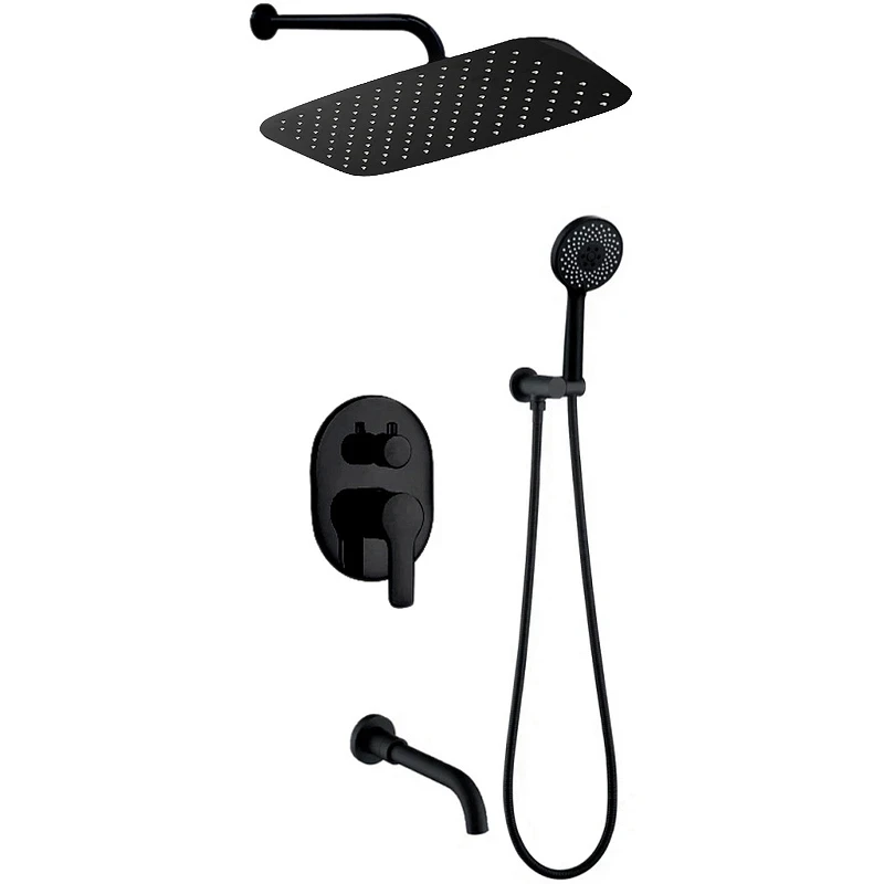 Душевая система Berges Ventas 3O Black 073010 Черная матовая латунь встраиваемый