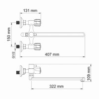 Смеситель для ванны WasserKRAFT Amper 2902L универсальный Хром латунь на стену
