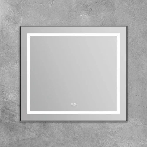 Зеркало BelBagno Kraft 88.5 SPC-KRAFT-885-785-TCH-WARM-NERO с подсветкой с подогревом Черное с сенсорным выключателем стекло