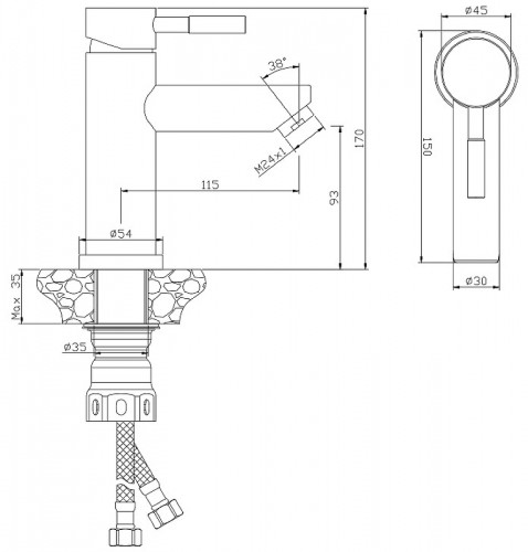 Смеситель для раковины Olive's Balear 13100BL Нержавеющая сталь