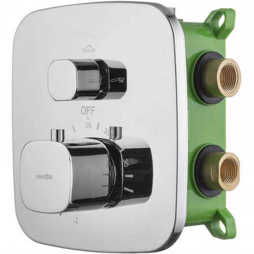 Смеситель для душа Swedbe Platta 9032 с термостатом Хром латунь встраиваемый