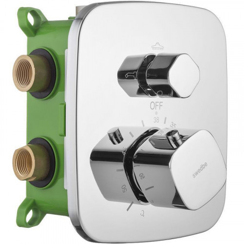 Смеситель для душа Swedbe Platta 9032 с термостатом Хром латунь встраиваемый