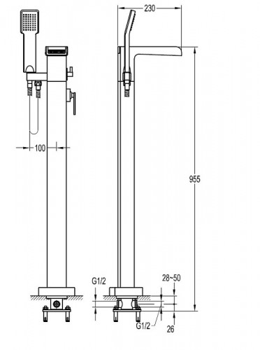 Смеситель для ванны Omnires Cascade CA4033CR Хром латунь на пол