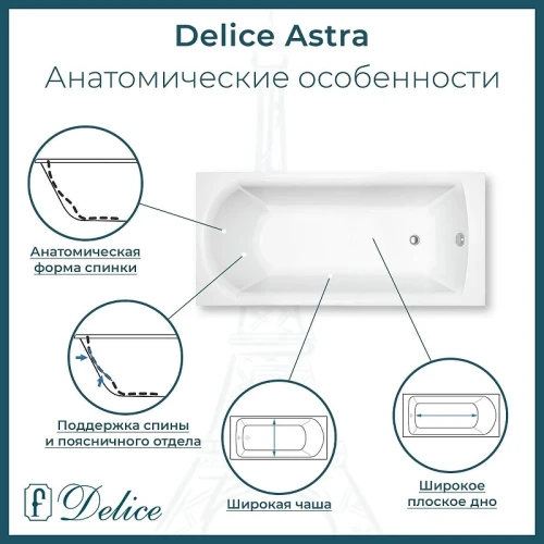 Ванна из искусственного камня Delice Astra 160х70 DLR330054-G цвет Белый глянцевый