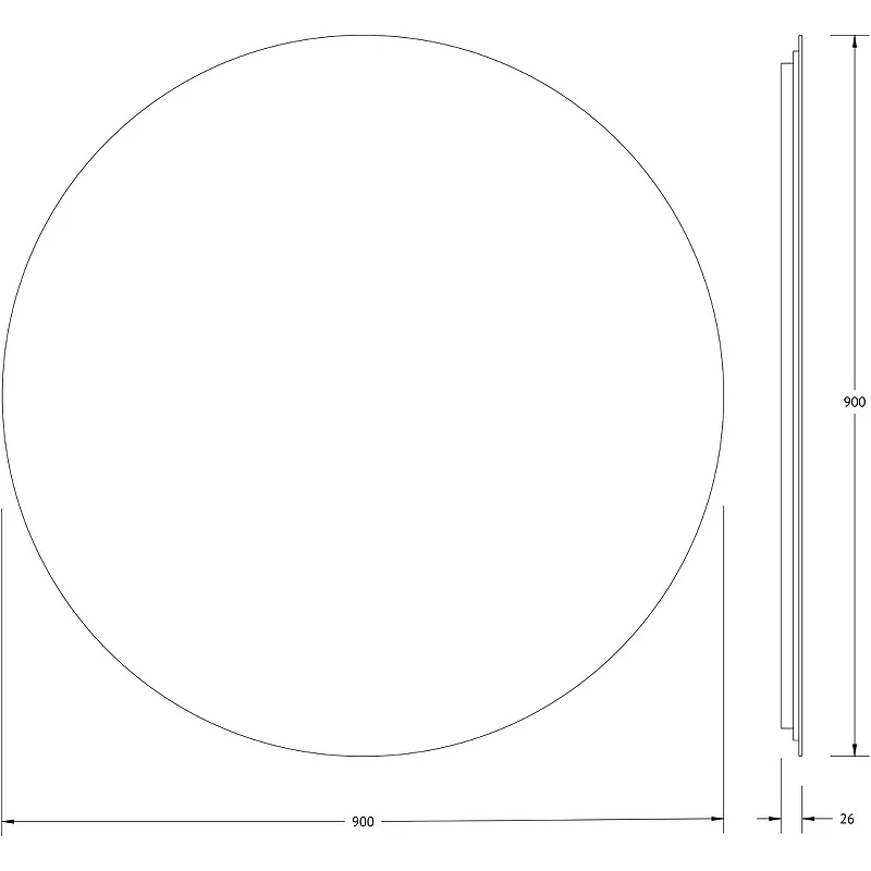 Зеркало Defesto Opti 90x90 DF 2856R с подсветкой 28W-3000К/ИК - выключатель/Теплый белый свет
