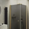 Душевой уголок Maybah Glass MGY-1295-3 800x800x1980 на монопетлях Золото стекло графитовое матовое