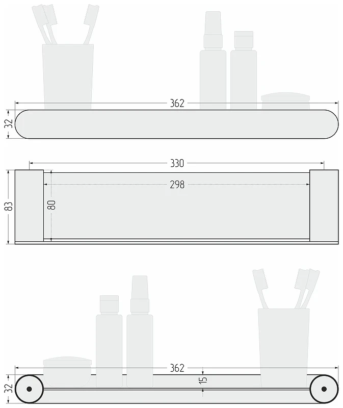 Металлическая полка Сунержа Round L 31-3020-5360 цвет Черный матовый