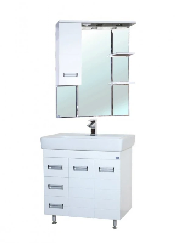 Зеркало со шкафом Bellezza Сиена 80 L 4613913002014 с подсветкой Белое МДФ / ЛДСП, стекло