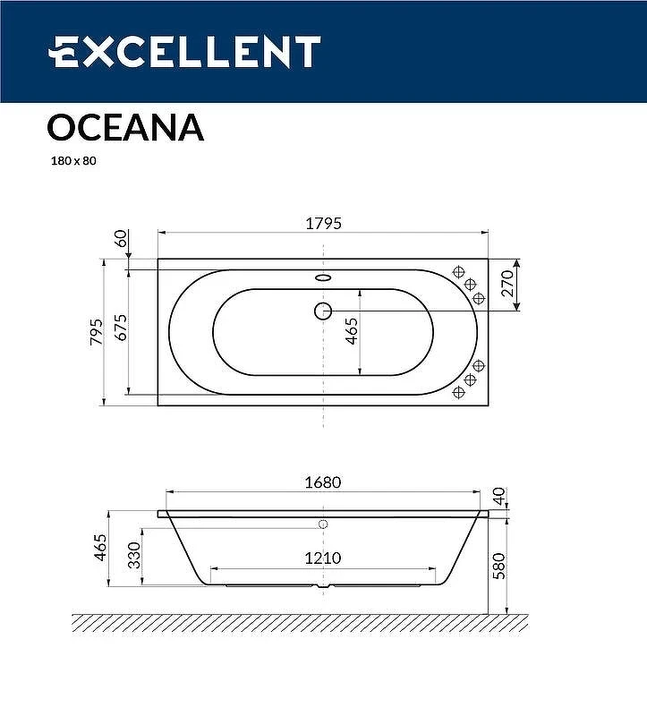 Акриловая ванна Excellent Oceana 180x80 WAEX.OCE18.RELAX.CR с гидромассажем