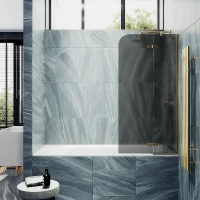 Шторка для ванны Maybah Glass MGV-919-3 990х1400 поворотная с добором Золото стекло графитовое матовое