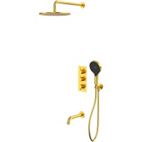 Душевая система Whitecross Y brushed gold YSET11TOPGLB с термостатом Брашированное золото латунь встраиваемый