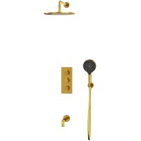 Душевая система Whitecross Y brushed gold YSET11TOPGLB с термостатом Брашированное золото латунь встраиваемый