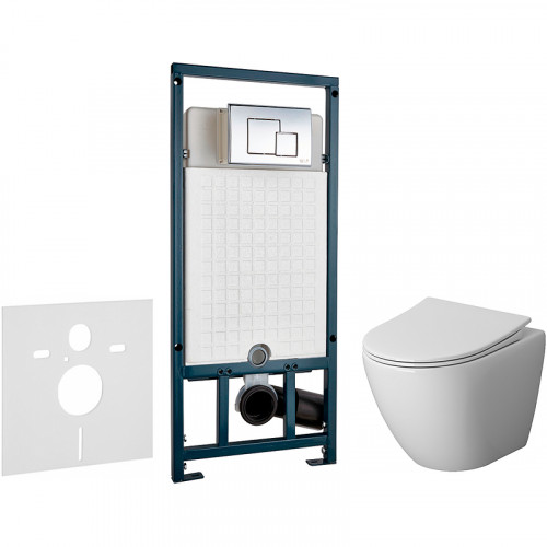 Комплект унитаза Niagara Vista NG-9301 с сиденьем Микролифт и инсталляцией WeltWasser WW Marberg 507 10000005949+10000005953 с клавишей смыва Хром глянцевый