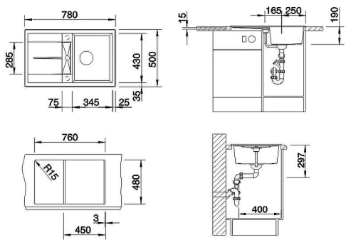 Кухонная мойка Blanco Metra 45 S 513028 Белая