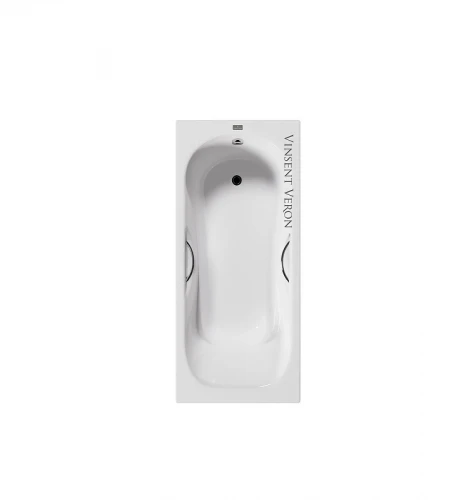 Чугунная ванна Vinsent Veron Aura 150x75 VAU1507542H/VH0015CH цвет Белый с дугообразными хромированнами ручками