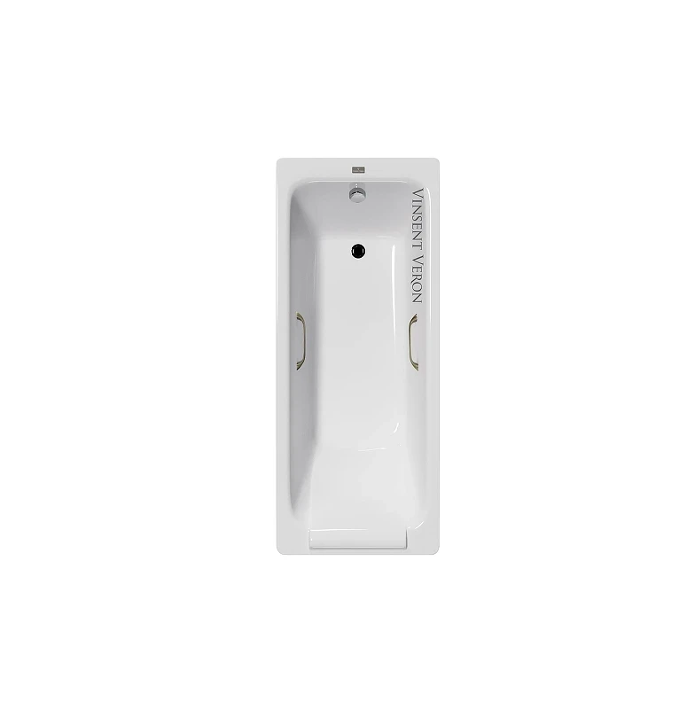 Чугунная ванна Vinsent Veron Italon 170x70 VIT1707045H/VH0012BR цвет Белый с квадратными бронзовыми ручками