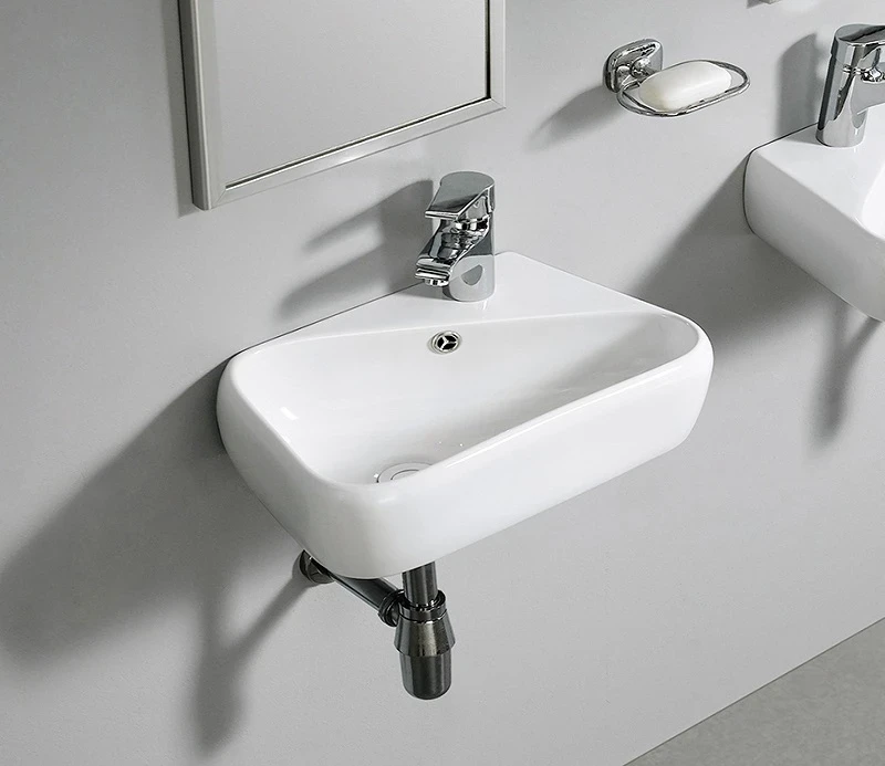 Раковина CeramaLux 45 9275L Белая фаянс подвесная