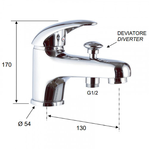 Смеситель на борт ванны Remer Ten T04 Хром латунь
