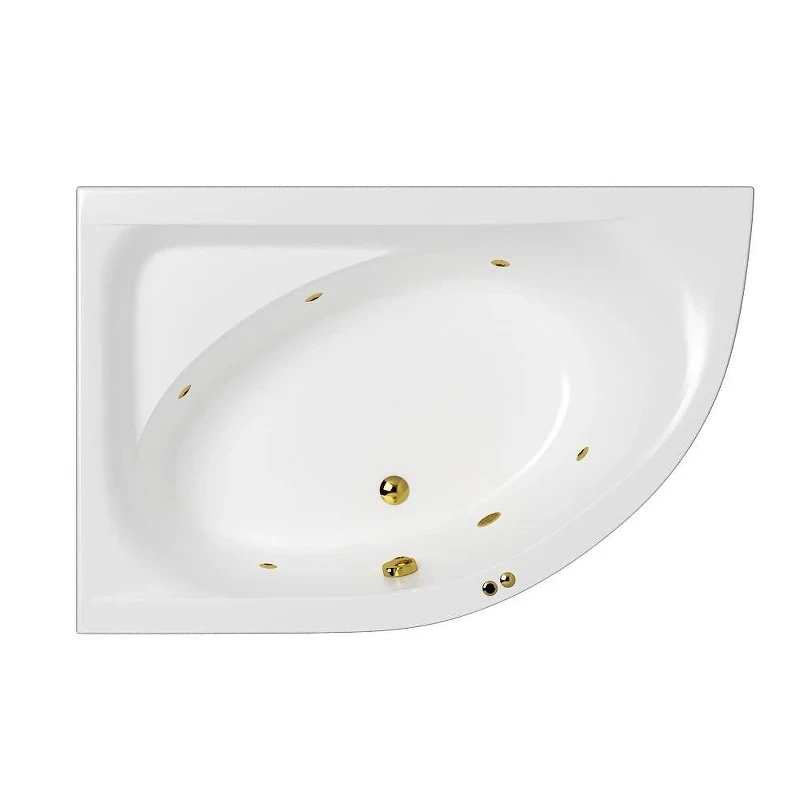 Акриловая ванна Whitecross Aquarella 170x110 L 0108.170110.100.SOFT.GL цвет Белый с гидромассажем форсунки Золото