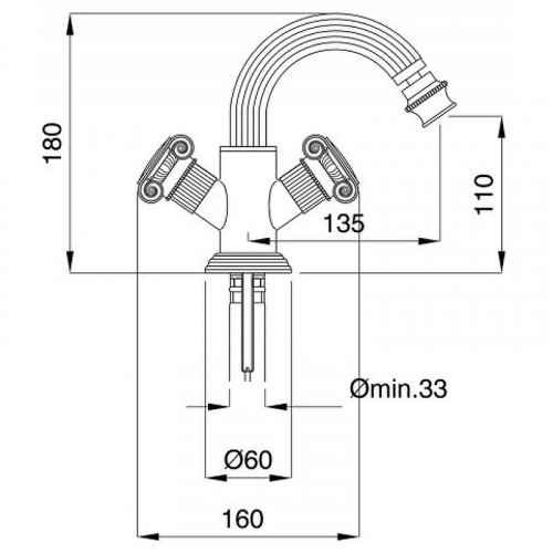 Смеситель для биде Cezares Olimp OLIMP-BS2-03/24-Sw Золото 24 карат латунь