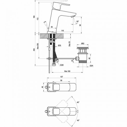Смеситель для раковины Ravak 10° TD 013.00 X070061 Хром латунь