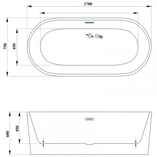 Акриловая ванна Ceruttispa Skye170 170x75 СТ10513 без гидромассажа