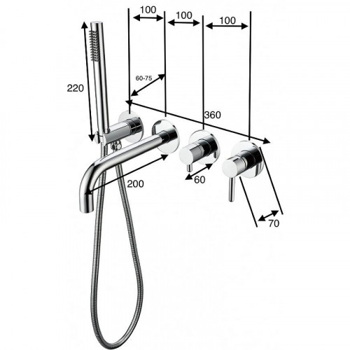 Смеситель для ванны Grocenberg GB5070CR Хром