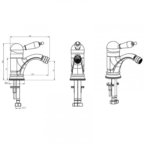 Смеситель для биде Boheme Tradizionale Nero 256 Золото латунь