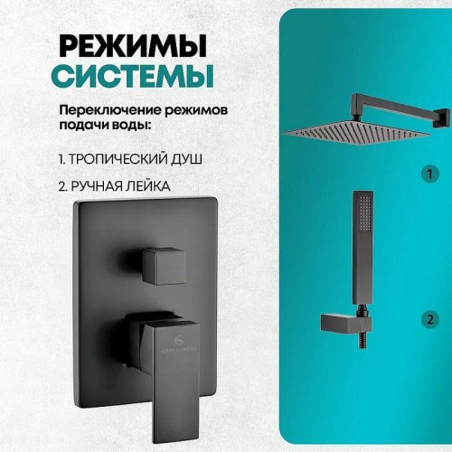 Душевая система Grocenberg GB5089BL-3 Черная матовая