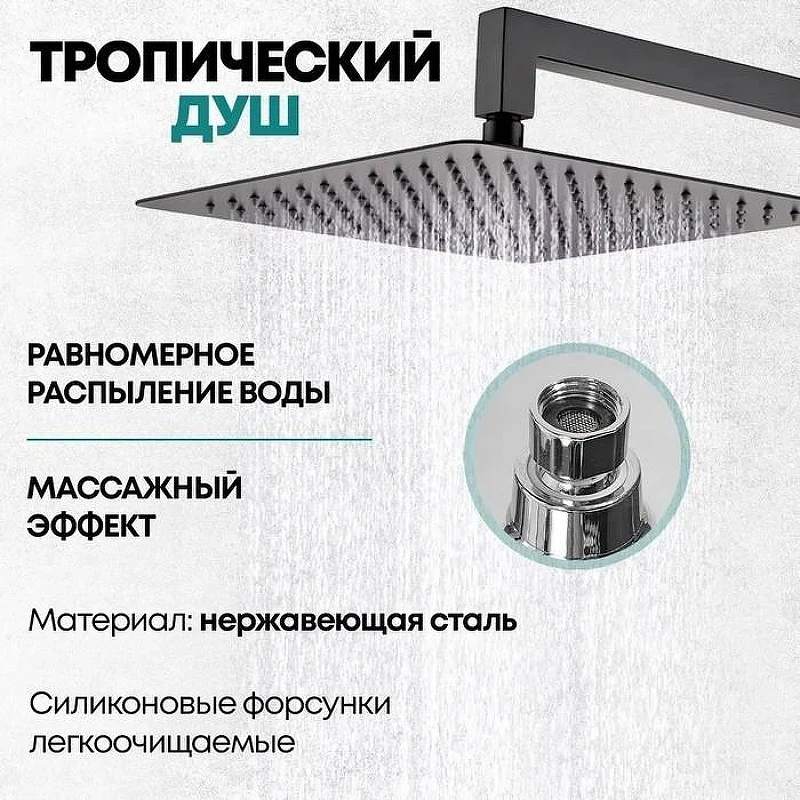 Душевая система Grocenberg GB5089BL-3 Черная матовая