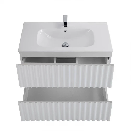 Тумба под раковину Art&amp;Max Elegant 80 AM-ELEGANT-800-2C-SO-BM-LED подвесная цвет Белый матовый