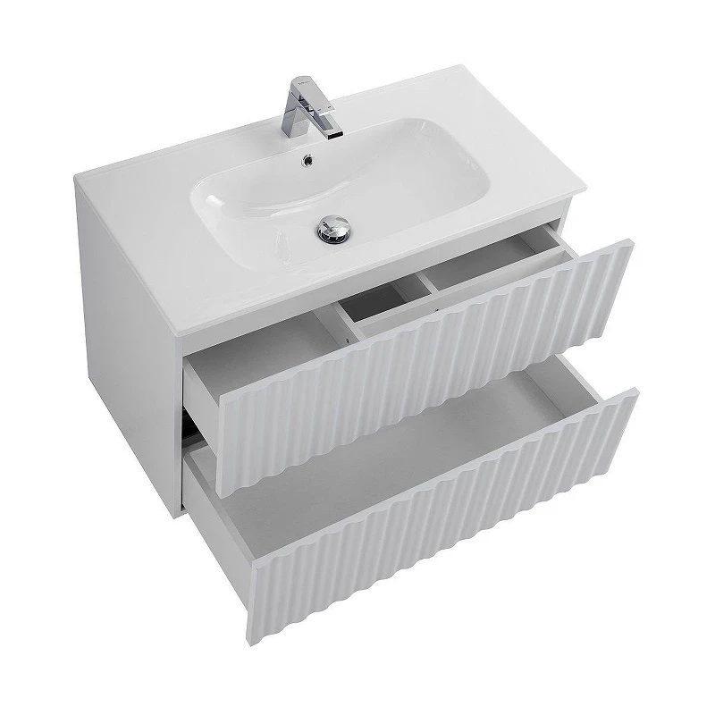 Тумба под раковину Art&Max Elegant 80 AM-ELEGANT-800-2C-SO-BM-LED подвесная цвет Белый матовый