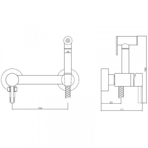 Гигиенический душ со смесителем ESKO SMH02 BLACK Черный матовый латунь на стену